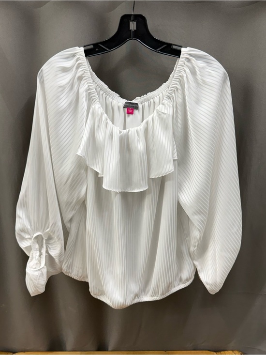 Vince Camuto Tops - Vince Camuto White Ruffle-Neck Peasant Off The Shoulder Blouse
